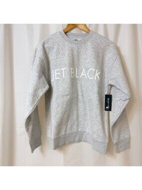 Brunette The Label Core Crew JET BLACK Pebble Grey S/M NWT